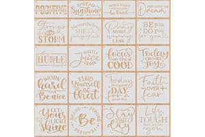 RESFLYAR 20 PCS Artistic Word Stencils, 4 Inch Inspirational Word Reusable Plastic Paint Templates, Quote Phrase Sayings Stencils Set for Painting on Wood Wall Canvas Fabric Paper Home Sign Furniture Canvas