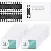 50 Pack 3”x2” Clear Plastic Magnetic ID Card Holder Kit Horizontal ID Card Tags Name Badge Magnets Clear Vinyl Magnetic Badge Holder Reusable Waterproof for Office Depot School Hold 3”x2” Card