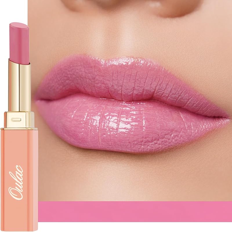 Oulac Warm Pink Lipstick Moisture Shine Hydrating Vegan Cruelty Free