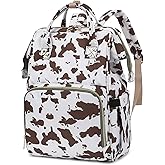 Yusudan Laptop Backpack for Women Men, 15.6 inch College School Backpack Bookbag for Work/School/Travel/Business (Cow Print Brown)