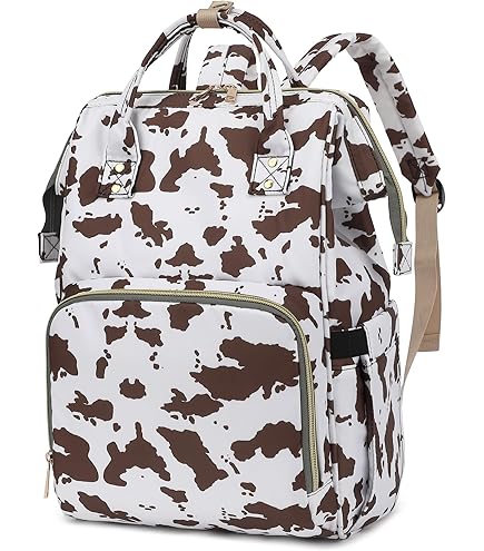 FEWOFJ Cow Print School Backpack for Girls, 15.6