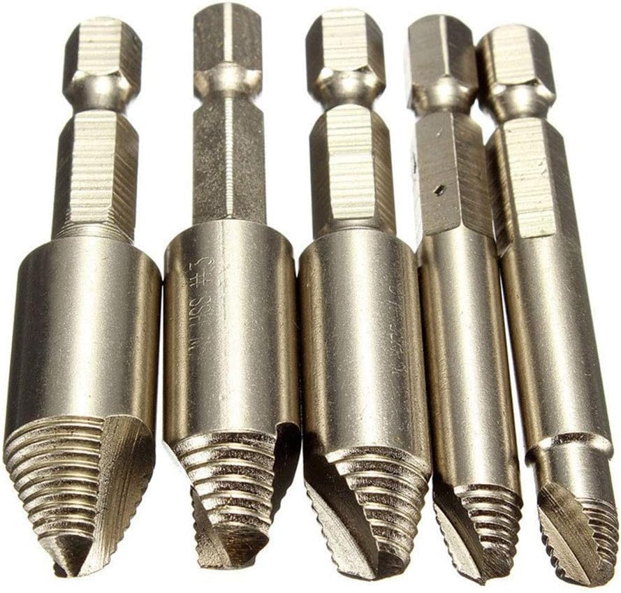 5Pcs Screw Extractor Damaged Broken Stripped Drill Bit Tool Set Bolt Remover Case (Screw-Type)