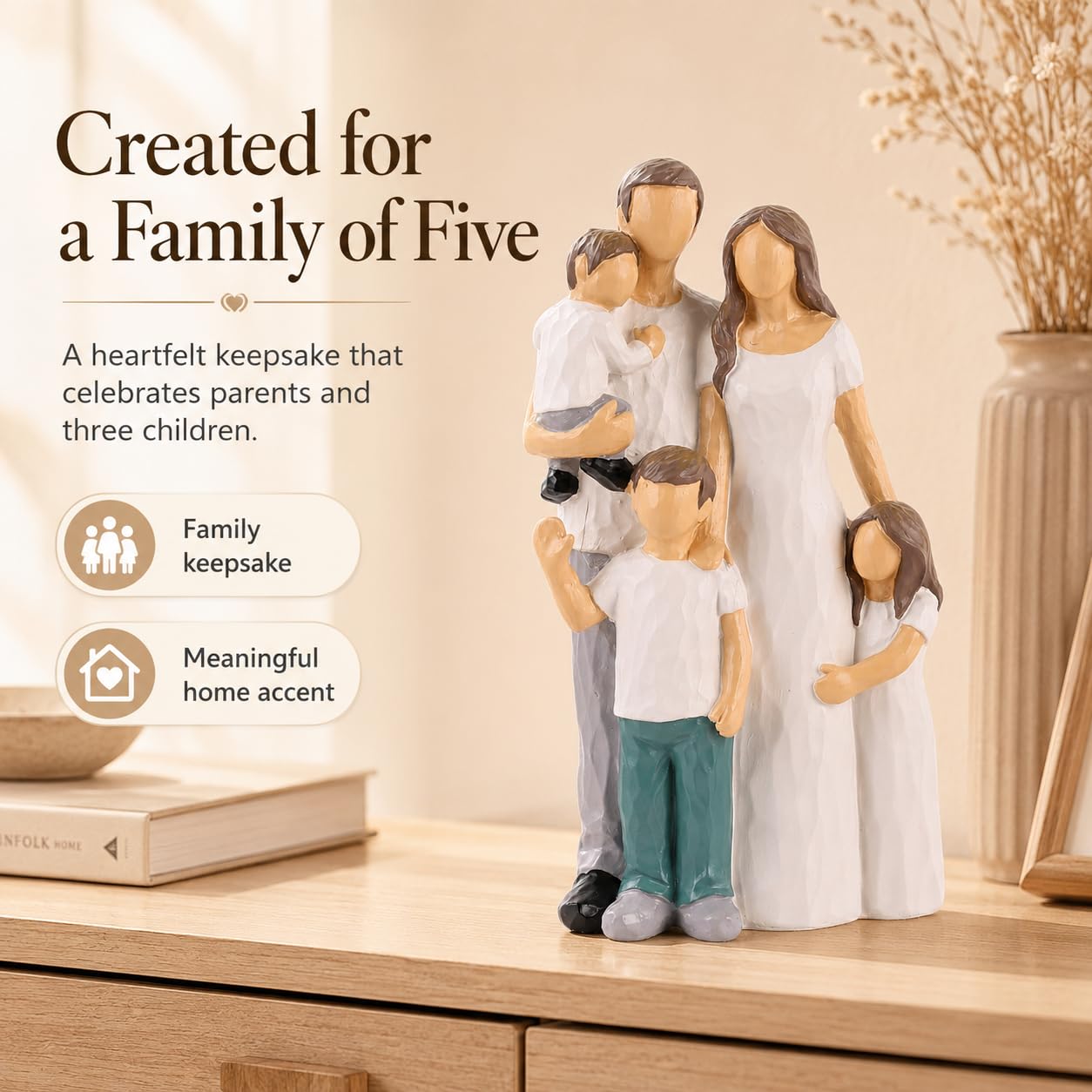Familienfiguren: Vater, Mutter, Tochter, Sohn – eine liebevolle Geschenkidee für die Familie. Handbemalte und detailgetreue Statue von Mutter und Baby. Geburtstagsgeschenk vom Ehemann für die (Weiß) 5