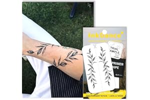 InkDance Semi-Permanent Tattoo, Botanical Laurel Leaf Branch, Vine, Olive Branch, Long Lasting Temporary Tattoos, Waterproof 