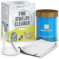 GreatShield Fine Jewelry Cleaner Solution Kit with Cleaning Brush, Polishing Microfiber Cloths and Basket, Suitable for Gold,