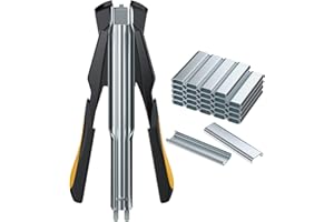 Proster Spring Loaded C7 Hog Ring Plier Kit - with 2500pcs Hog Rings Galvanized Steel Auto-feeding Fence Fastener for Farms Livestock Farm to Build Pigpen Birdcage Chicken Coops Catteries Etc