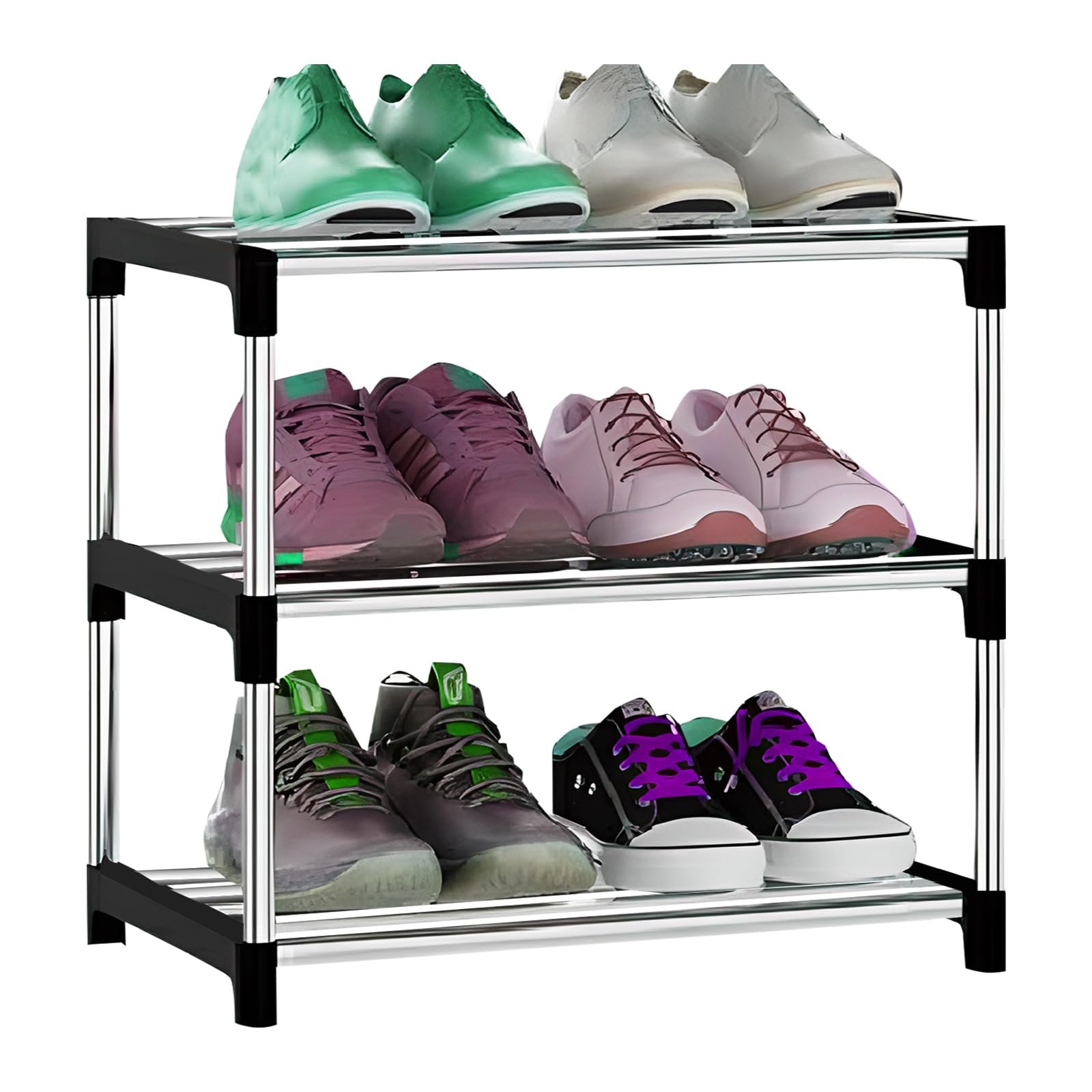 wiksite 3 Tier Shoe Rack Organizer (40x36x26cm) - Compact & Sturdy Shoe Storage Solution for Small Spaces - Multipurpose, Easy to Assemble & Durable Shoe Stand (Q070)
