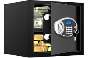 VIDXCVIT 1.2 Cubic Home Safe Fireproof Waterproof, Digital Home Security Safe Box with Programmable Keypad and Spare Keys, Document Safe for Money Firearms Medicine Valuables