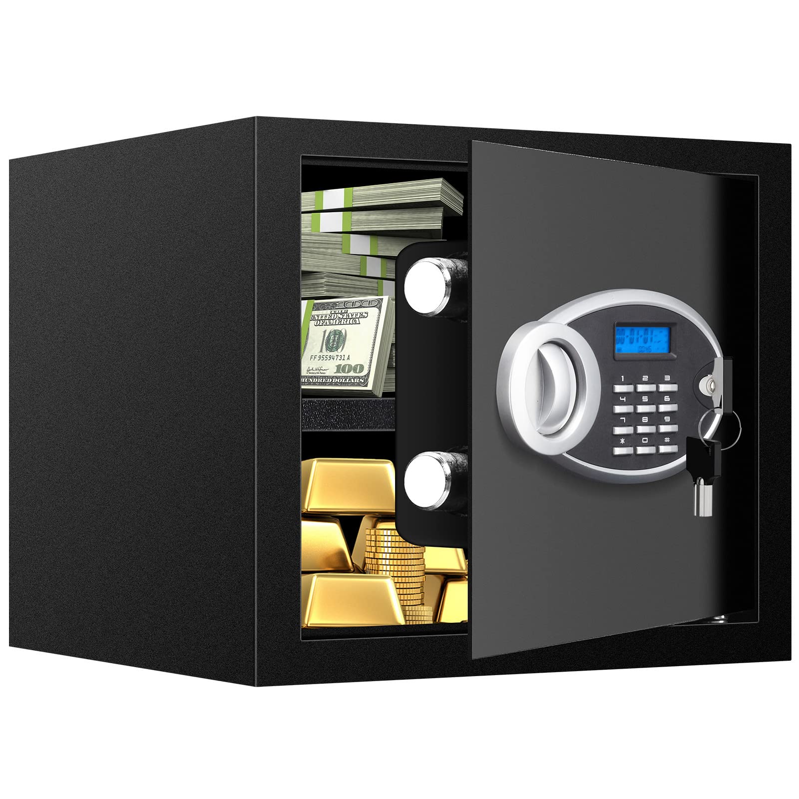 Photo 1 of 1.6 Cuft Fire proof Safes for HOME USE, Anti-Theft Digital Personal Security Safety Box with Electronic Keypad and Spare Keys, Home Safes Fireproof Waterproof for Money Medicine Document Valuables