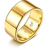 Florideco 14K Gold Filled Ring Gold Band Thick Thin Pinky Thumb Ring Gold Stacking Stackable Wedding Band Ring for Women Men Non Tarnish Comfort Fit Size 6 to 10