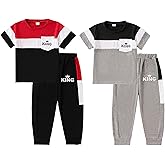 MTTYYD Boys Short Sleeve T-Shirt & Pants 4-Piece Set Boys Casual Clothes Size 4-8 Years Kid Outfits