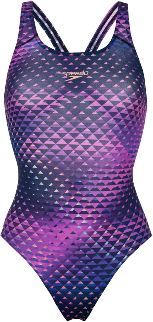 Speedo Damen Badeanzug Allover Digital Powerback Print 2, Navy/Electric