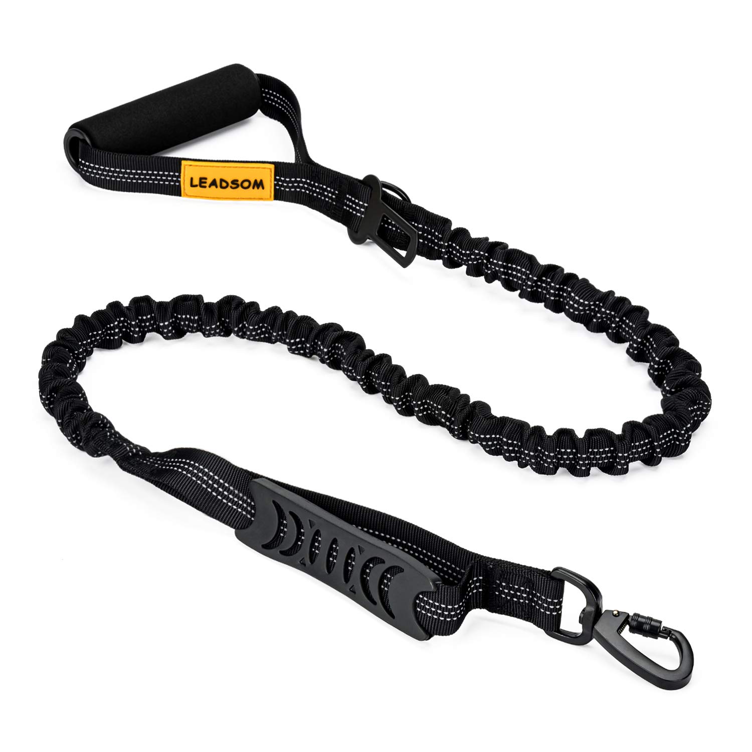 LEADSOM 6FT Highly Reflective Heavy Duty Elastic Bungee Medium and Large Dog Leash Shock Absorbing with Comfortable Padded Handle and Traffic Handle Suitable for Training