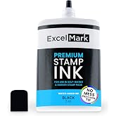 ExcelMark Stamp Ink &ndash; Ink Refill for Stamp Pads &amp; Self-Inking Stamps - No Mess Precision Tip - Easy Re-Inking - Perfect for Crisp, Clear Impressions - 2 oz. - Black Ink