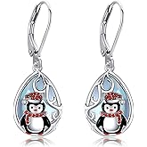 AXOMY Christmas Earrings 925 Sterling Silver Drop Dangle Earrings for Women Xmas Leverback Earrings Jewelry Gift