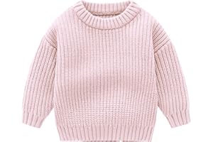 CUATINTUO Toddler Baby Girl Boy Knit Sweater Solid Color Long Sleeve Warm Pullover Tops Fall Winter Clothes
