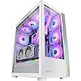 Mars Gaming MC-Ultra White, Custom XXL E-ATX Gaming Tower, Dual ARGB LED Stripes, Dual Tempered Glass Windows, Dual Vertical Camera Structure
