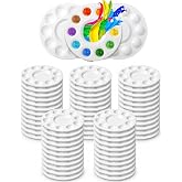 Mr. Pen- Bulk Round Paint Tray Palettes, 60 Pack, White Plastic Palettes | with 10 Wells for Students, Adults, Kids, Paint Holder, DIY Craft Class, Painting