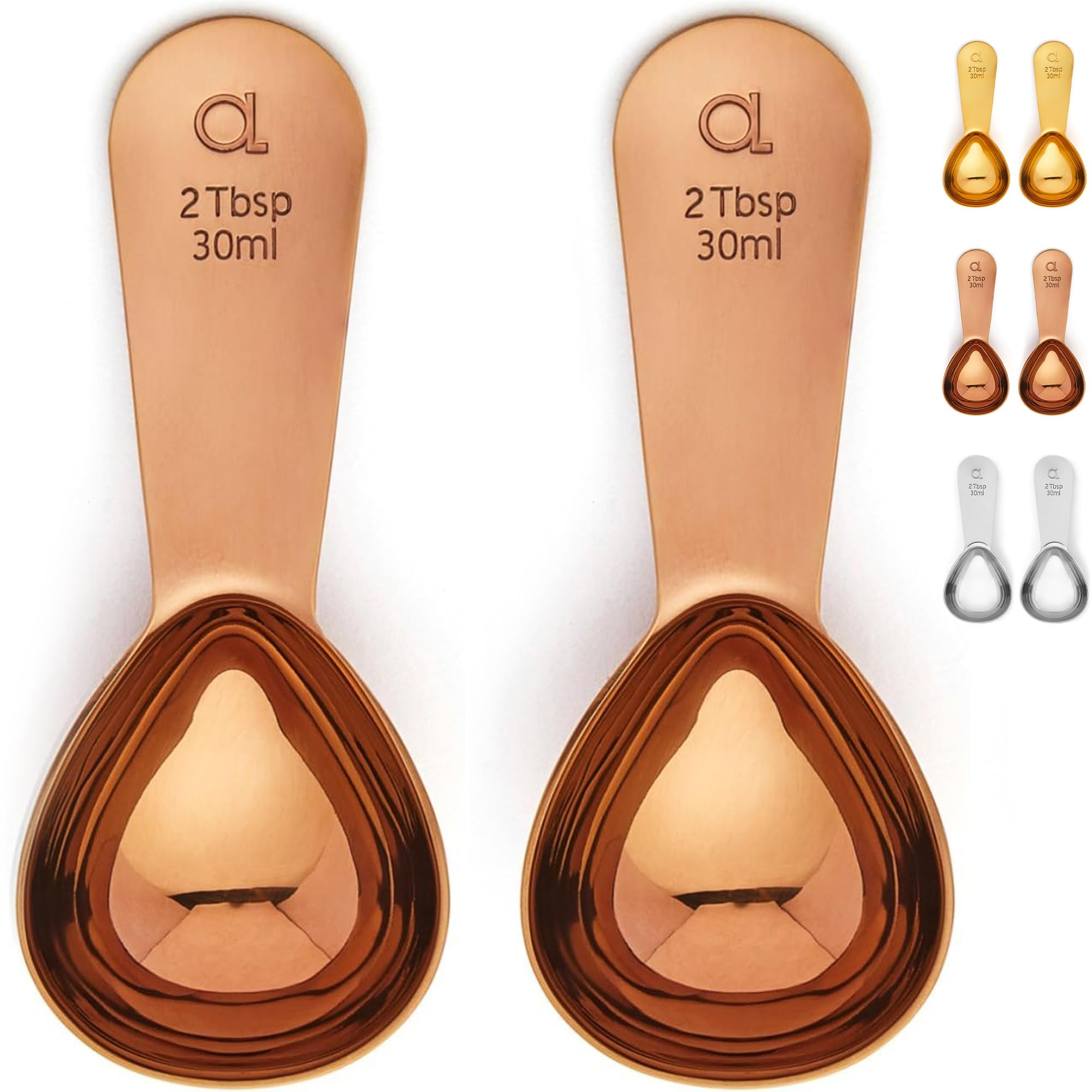 Coffee Scoop by Apace - 2 Tablespoon (Tbsp) - The Best Stainless Steel Measuring Spoons for Coffee, Tea, and More (2 Pack, Rose Gold)