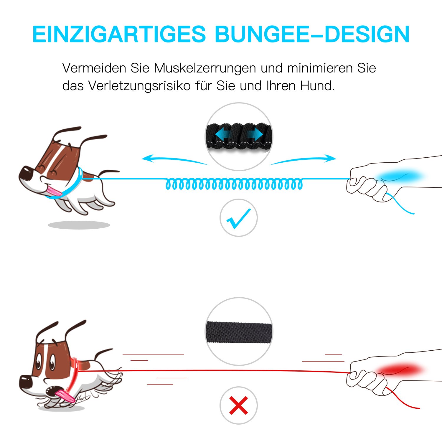 IrisCargo Hundeleine Hundeführleine 1,3m- 1,6m Einziehbare Führleine, Massiv und Verstellbar Hunde Leine, mit Reflexstreifen Rollleinen flexileine Schwarz, Geeignet für Alle Hunde, Max Last ca. 180kg