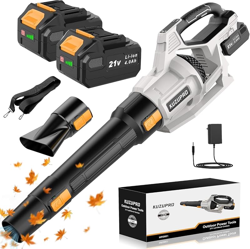 Laubbläser Akku, 21V Laubbläser mit 2 × 4,0 Ah Akkus, 3 Stufen