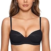 DOBREVA Women's Push Up Bra No Underwire Comfortable Wireless Bras Padded Plunge