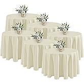 Fitable 6 Pack Ivory Round Tablecloths - 120 Inches in Diameter - Stain Resistant and Washable Table Clothes, Polyester Fabric Table Covers for Wedding, Party, Banquet, Formal Events