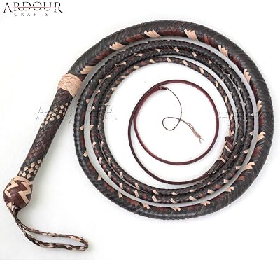 Bull Whip 2.6 Foot 8 Plaits Cow Hide Leather Bullwhip Black Single Tai