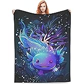 VODRM Axolotl Blanket Lovely Axolotls Gifts for Kids Adults Soft Warm Lightweight Cozy Cute Animal Dark Throw Blankets for Bed Living Room Sofa Couch Birthday Decor 50x60in