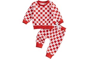 COORALLY Toddlers Two-Piece Valentine's Day Outfits Baby Boy Girl Long-Sleeve Crewneck Printed Sweatshirt and Pants Sets