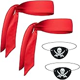 Dresyu Halloween Pirate Accessories Eye Patch Red Pirate Bandana Headbands for Woman Men Costume Party Supplies for Party Cosplay