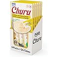 INABA Churu Cat Treats, Grain-Free, Lickable, Squeezable Creamy Purée Cat Treat/Topper with Vitamin E & Taurine, 0.5 Ounces Each Tube, 24 Tubes (4 per Pack), Chicken with Cheese Recipe