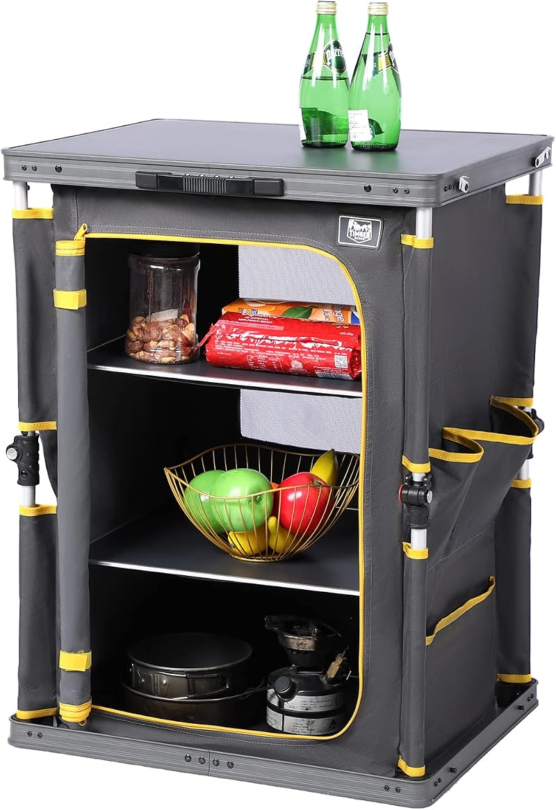 TIMBER RIDGE Compact Folding Kitchen Cabinet Camping Garden Storage 3 Shelves