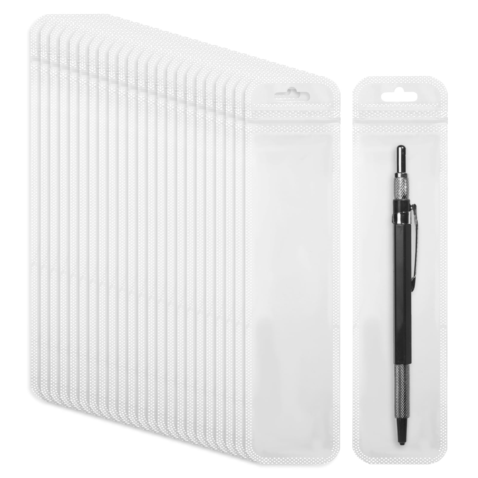 50pcs Transparent Pen Bags - Resealable Zipper Storage for Beaded Pens, Keychain Jewelry