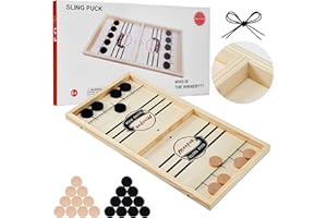 moopok Fast Sling Puck Game - Fast Action Super Foosball Table Desktop Battle Slingshot Wooden Air Hockey Board Game -Guarant