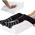 Hermell Zero Gravity Leg Rest Pillow – Foam Wedge for Post-Surgery Recovery, Back Pain Relief, Side Sleeping, Varicose Veins, Restless Legs, Includes Removable, Washable Cover White