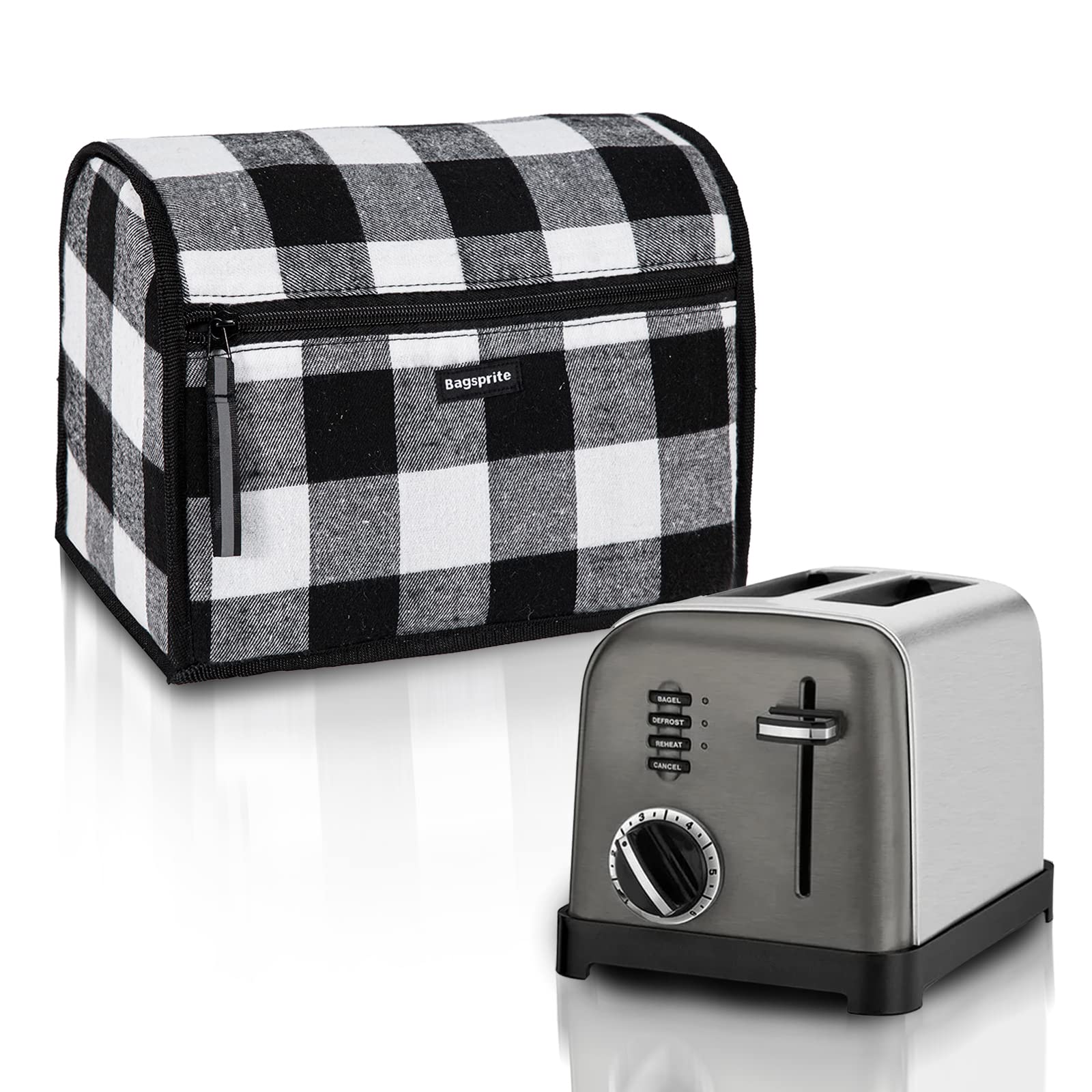 Toaster Cover 2 Slice Wide Slot, Toaster Oven Cover Compatible with Cuisinart, Small Bread Cover, 2 Slice Toaster Covers with Zipper Pockets (Cover Only)
