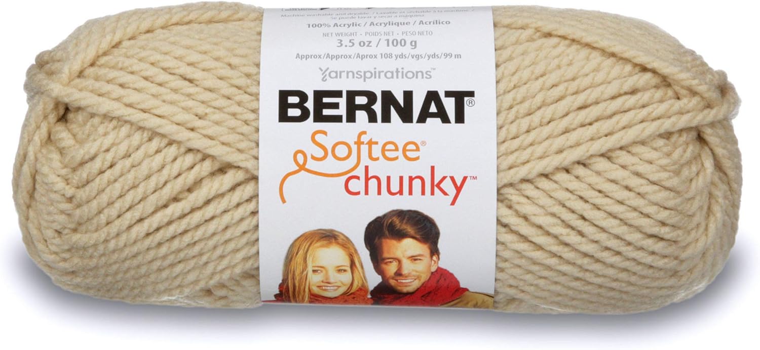 Bernat Softee Chunky Yarn, 3.5 Oz, Gauge 6 Super Bulky, Linen