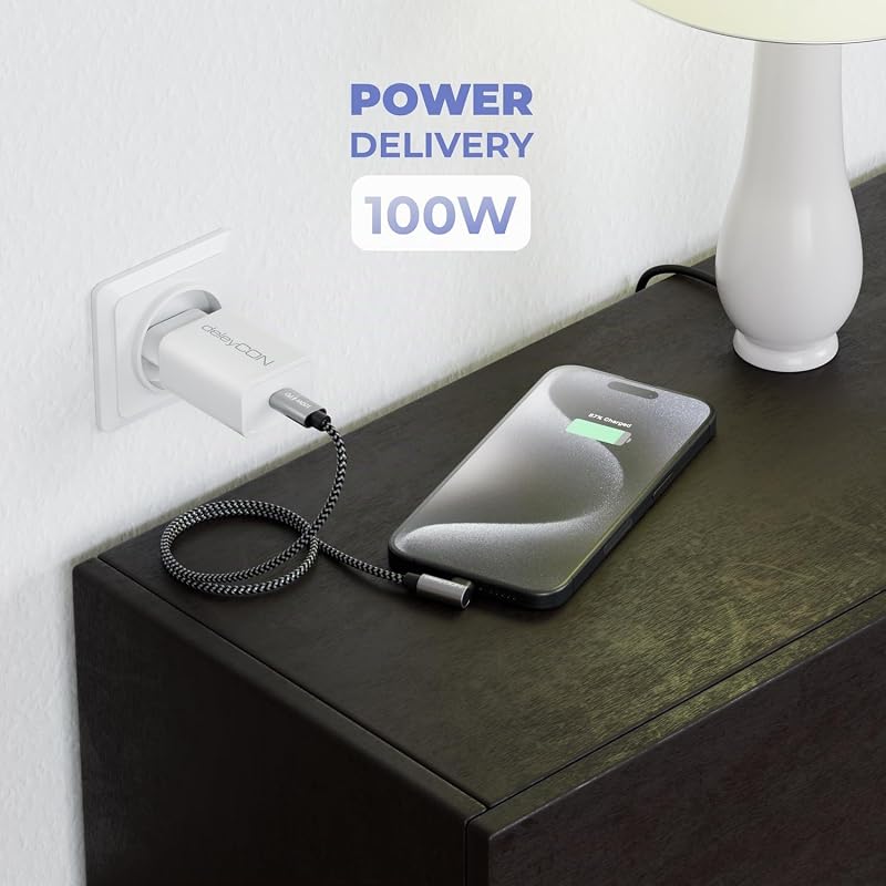 0,30m 100W Cavo Ricarica USB C Corto Angolato 90 Grad - C a C - Collegamento Angolato per iPhone 17 16 15 Pro Max Air Galaxy A16 A17 A56 S25 S24 S23 Pixel iPad Pro MacBook AirPods Tablet PS5