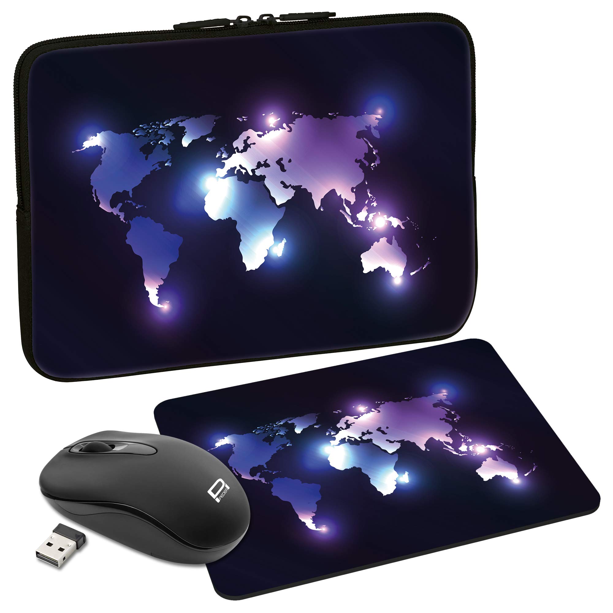 PEDEA Protective Sleeve, Notebook Case 10.1-Inch/13.3 inch/15.6 inch/17.3 inch Dark World 15,6 Zoll + Maus und Mauspad