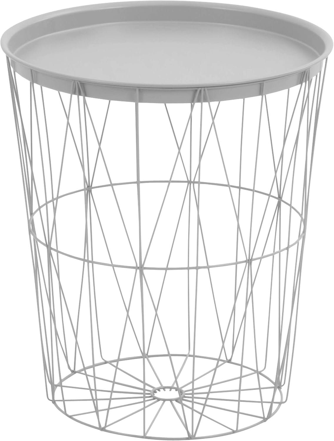 greemotion Drahtkorb-Tisch mit Tablett, Stahl, Ø ca. 40 cm, Höhe ca. 46