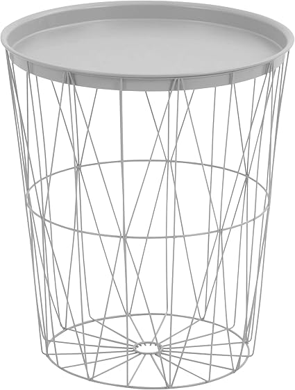 greemotion Drahtkorb-Tisch mit Tablett, Stahl, Ø ca. 40 cm, Höhe ca. 46