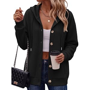 Zeagoo Hoodie for Women Hooded Sweatshirt Button Hoodies With Pockets Comfy Fleece Jackets 2026 Fashion S-3XL