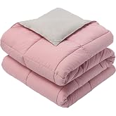 Royal Hotel Bedding Reversible Throw Blanket, Hypoallergenic, Down Alternative Throw Blanket, Medium Warmth, 50 by 75 Inches, Blush - Gray