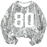 OYOANGLE Girl's Number Camo Print Jersey Sweatshirts Long Sleeve Loose Pullover Top Streetwear