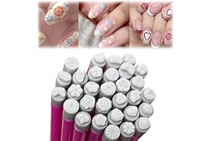 ESUOHYM 30PCS Nail Art Stamp Pen Set Nail Flower Butterfly Design Stamping Pens 3s Quick Nail Design Tools with Different Patterns, For Beginner DIY Salon Manicure