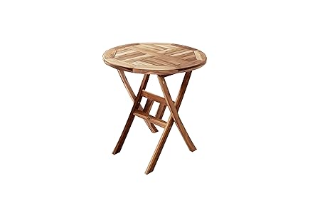 SAM Balkontisch, Gartentisch Teak-Holz, 70 cm Durchmesser, zusammenklappbarer Tisch aus Massivholz, für Ihren Garten [521426]