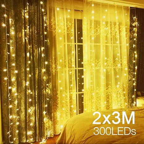 Quntis 300 Leds Lichtervorhang 2x3m Lichterketten Vorhang