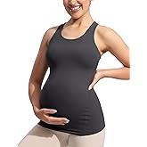 POSHDIVAH Women's Maternity Tank Tops with Built in Bra Padded Sleeveless Pregnancy Yoga Tee Workout Shirt Clothes