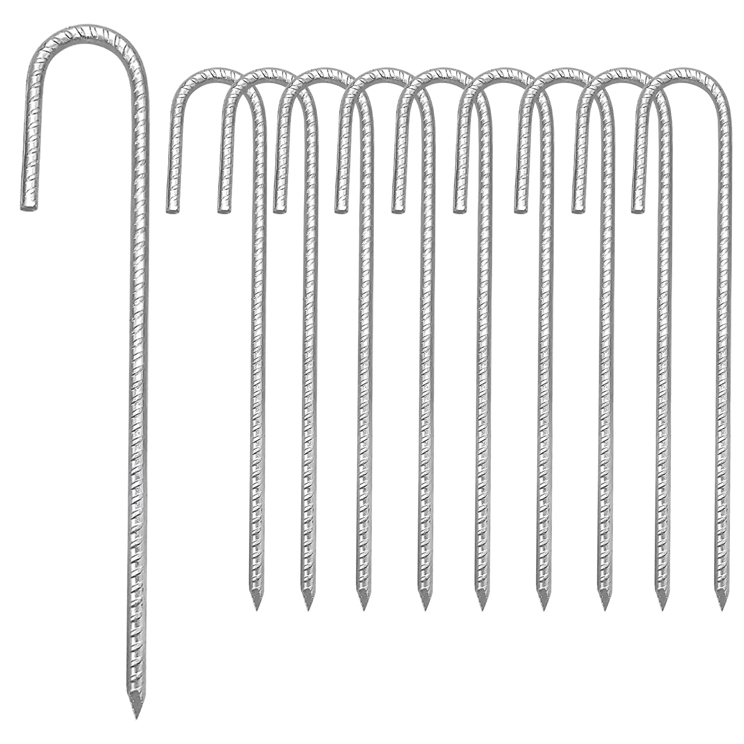 10 x Gross Garden Pegs, Galvanised Steel Ground Anchor, Heavy Duty Ground Spike for Attaching Tents, Awnings, Gazebos, Trampolines, Garden Shed, Chicken Coop